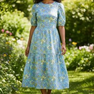 NWT Modcloth Size Small High Tea High Time Midi Dress With Slip!!